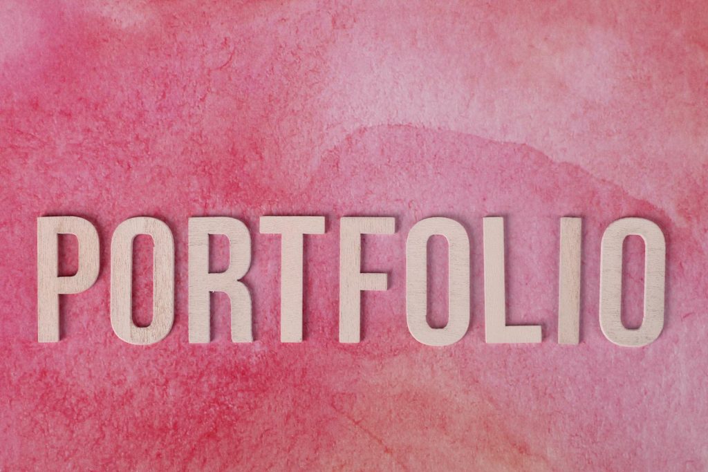 Portfolio Text on Pink Background