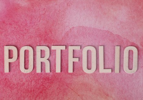 Portfolio Text on Pink Background